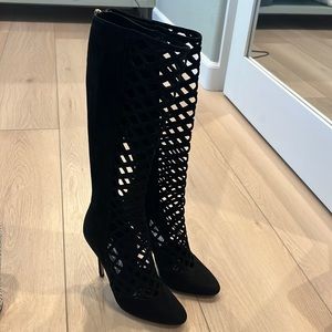 Jimmy Choo Cut-Out Drift tall boots MINT condition size 37.5 (US 7.5)